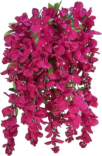 Flores de glicina artificial para mata colgante larga, 15 tallos, para decoración y arreglo del hogar, boda, restaurante y oficina