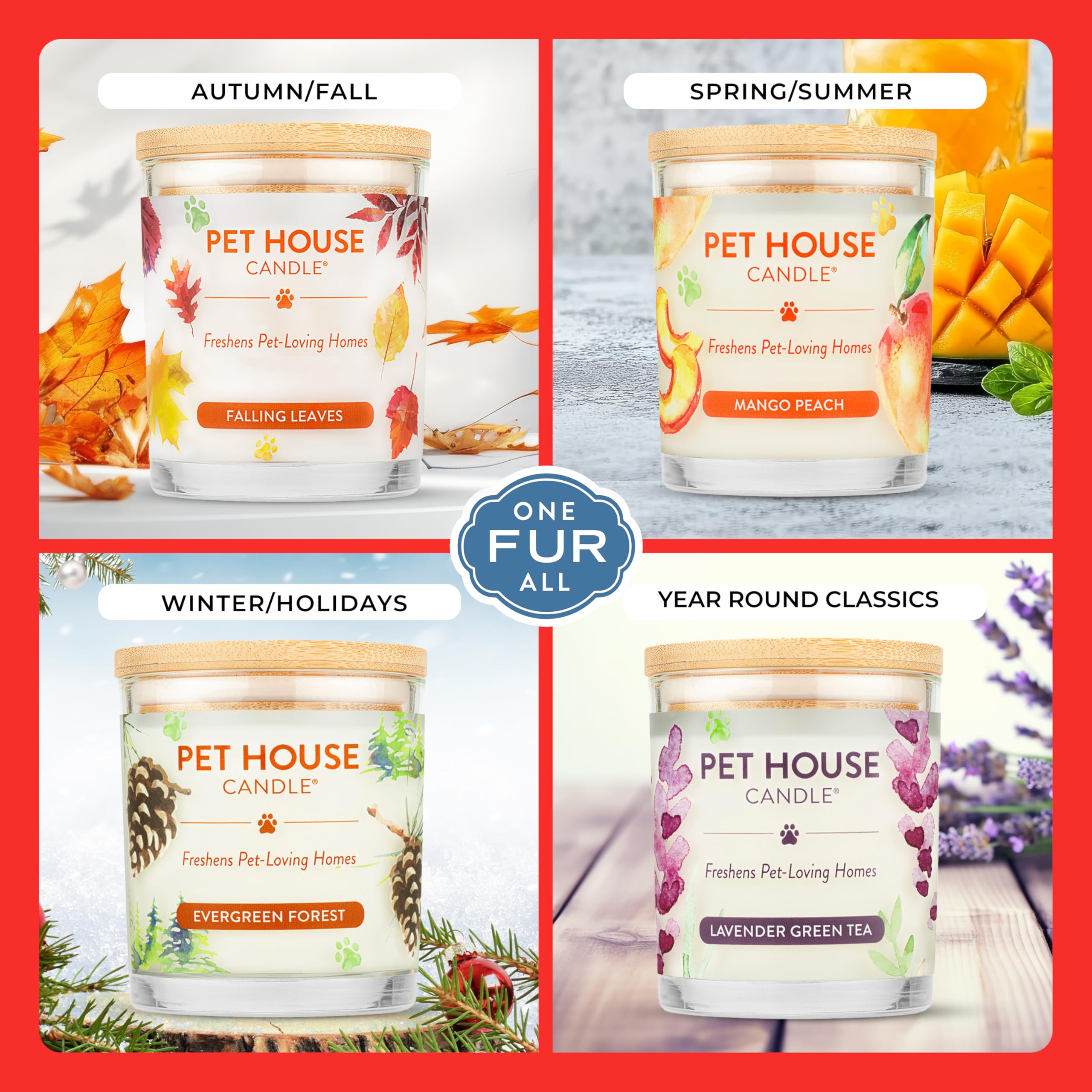 one world Pet House Kerze – Klicken Sie zu sehen, alle 12 Düfte – Natürliche Soja Wachs – langlebig 70 Stunden – Paraffin – 100% ungiftig, PET Geruch Beseitigung Kerze – Tierfreunde Geschenk