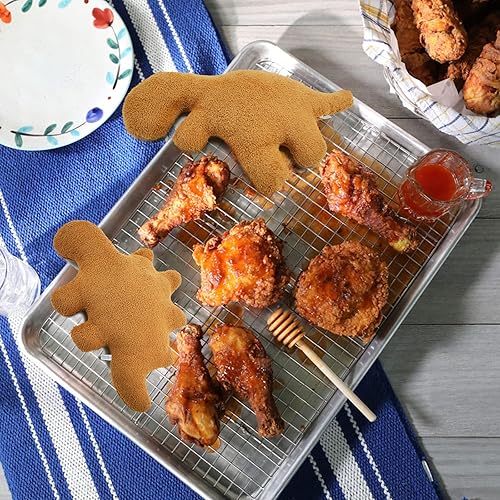 Miniatura 7 de Almohada grande de pepita de dinosaurio de 20 pulgadas, almohada de delicioso abrazo de pepita de pollo, almohada de sofá de pepita de dinosaurio