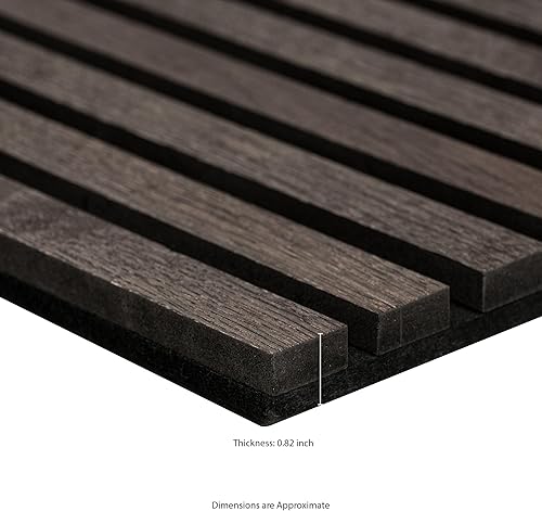 Miniatura 10 de MSI Paquete de 4 paneles de pared de listones de madera acústica para decoración de interiores, paneles de madera acanalados 3D que absorben el