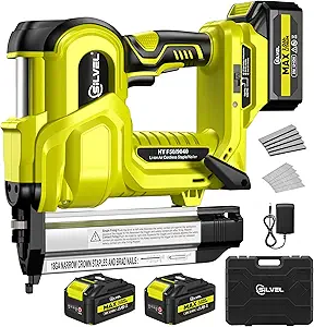 SILVEL 2" Cordless Brad Nailer, 2-in-1 21V Electric Brad Nailer with 2 * 2.0Ah Battery, 1000pcs Nails, 18GA Staples, Adjustable Depth for Woodworking, Home Improvement, Green