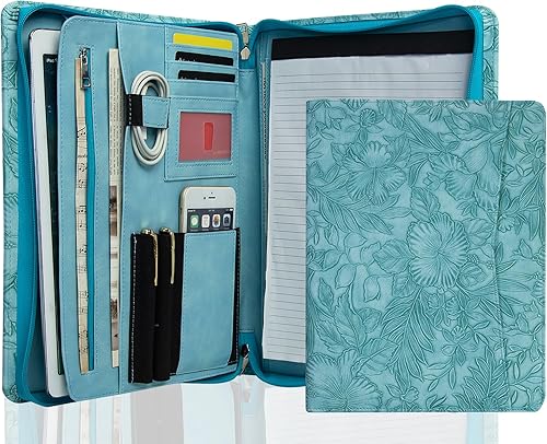 Miniatura 1 de Nombre grabado gratis, folio personalizado, cartera de piel sintética en relieve con cremallera, organizador de documentos profesional con soporte