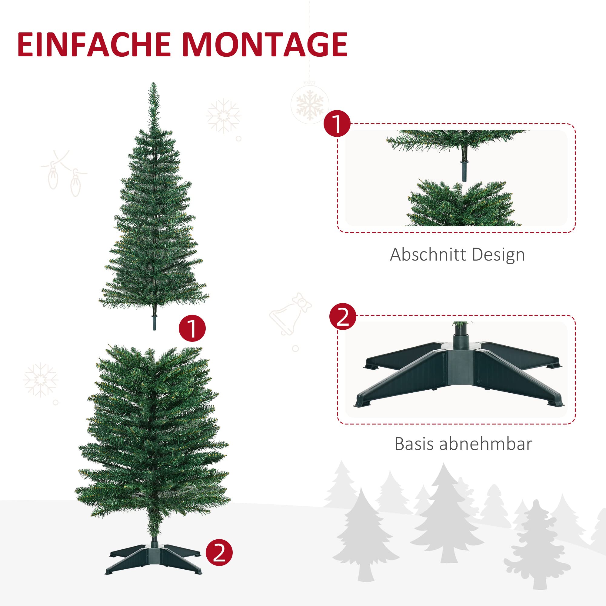 HOMCOM Künstlicher Weihnachtsbaum 150 cm mit 294 Spitzen für Drinnen Grün