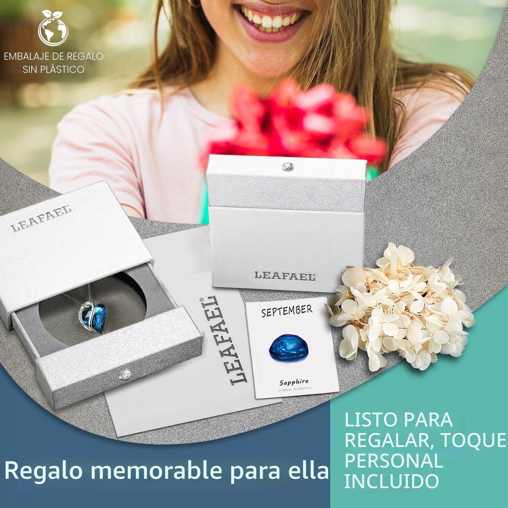 Leafael Collar de Mujer con Birthstone de Cristal | Collar Hipoalergénico con Caja de Regalo Incluida