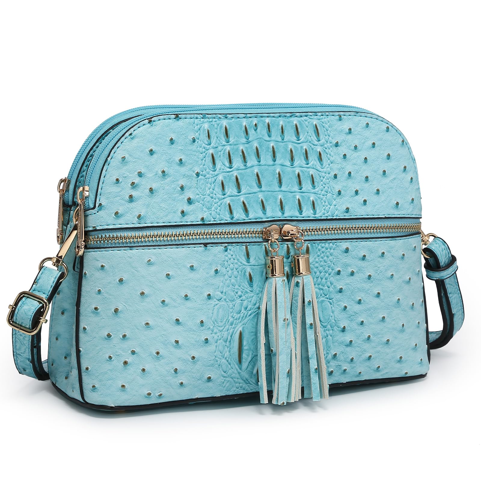 Dasein Borsa a tracolla da donna con nappa, con cerniera, borsa da viaggio alla moda con tasche multiple