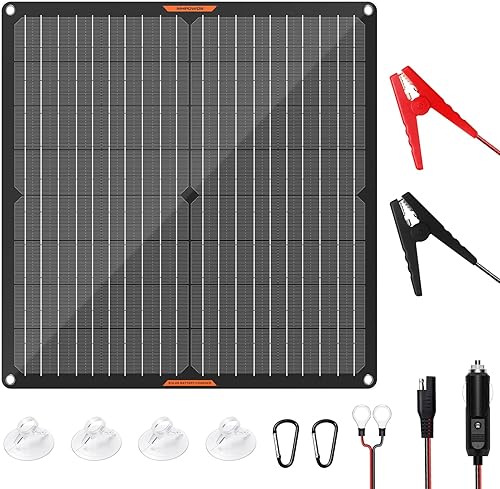 Panel solar 30 W 12 V Cargador de batería solar portátil impermeable de energía solar Cargador de batería de goteo Mantenedor con clip de cocodrilo