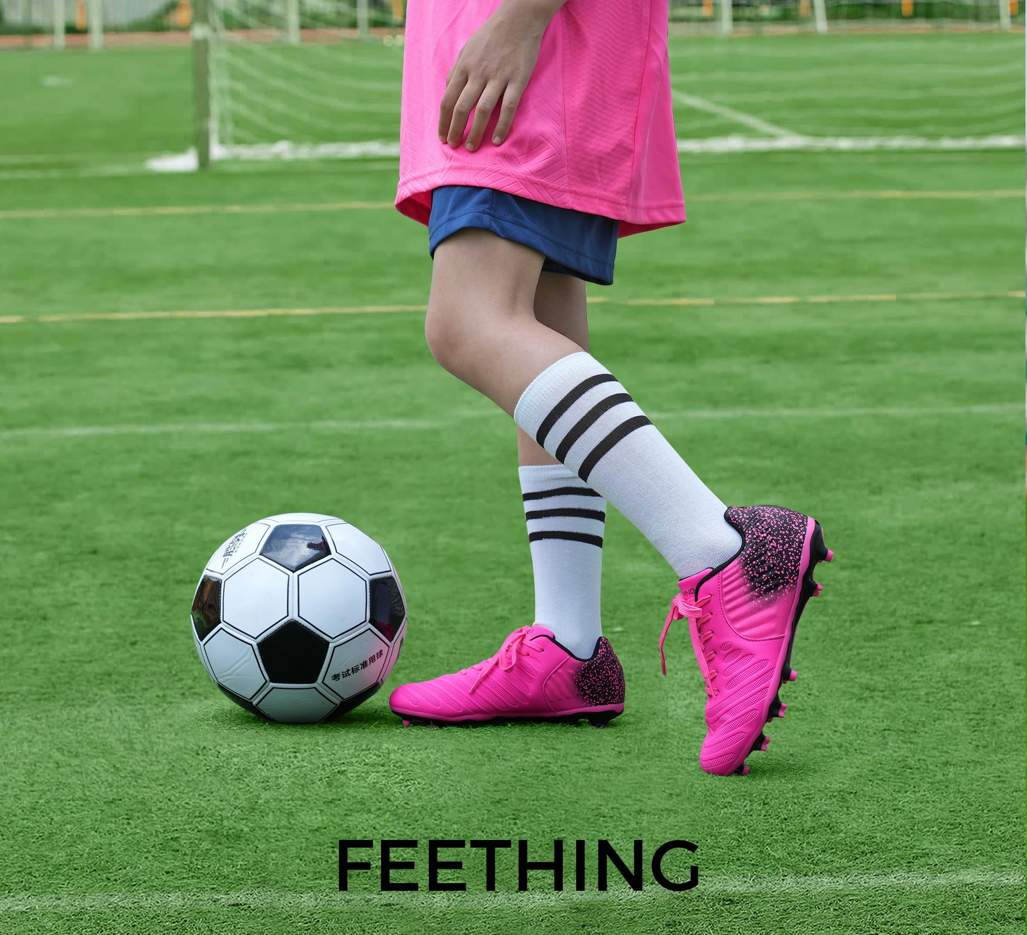Botas de Fútbol Unisex para Jóvenes Zapatos de Fútbol de Césped Firme Ligeros para Entrenamiento al Aire Libre
