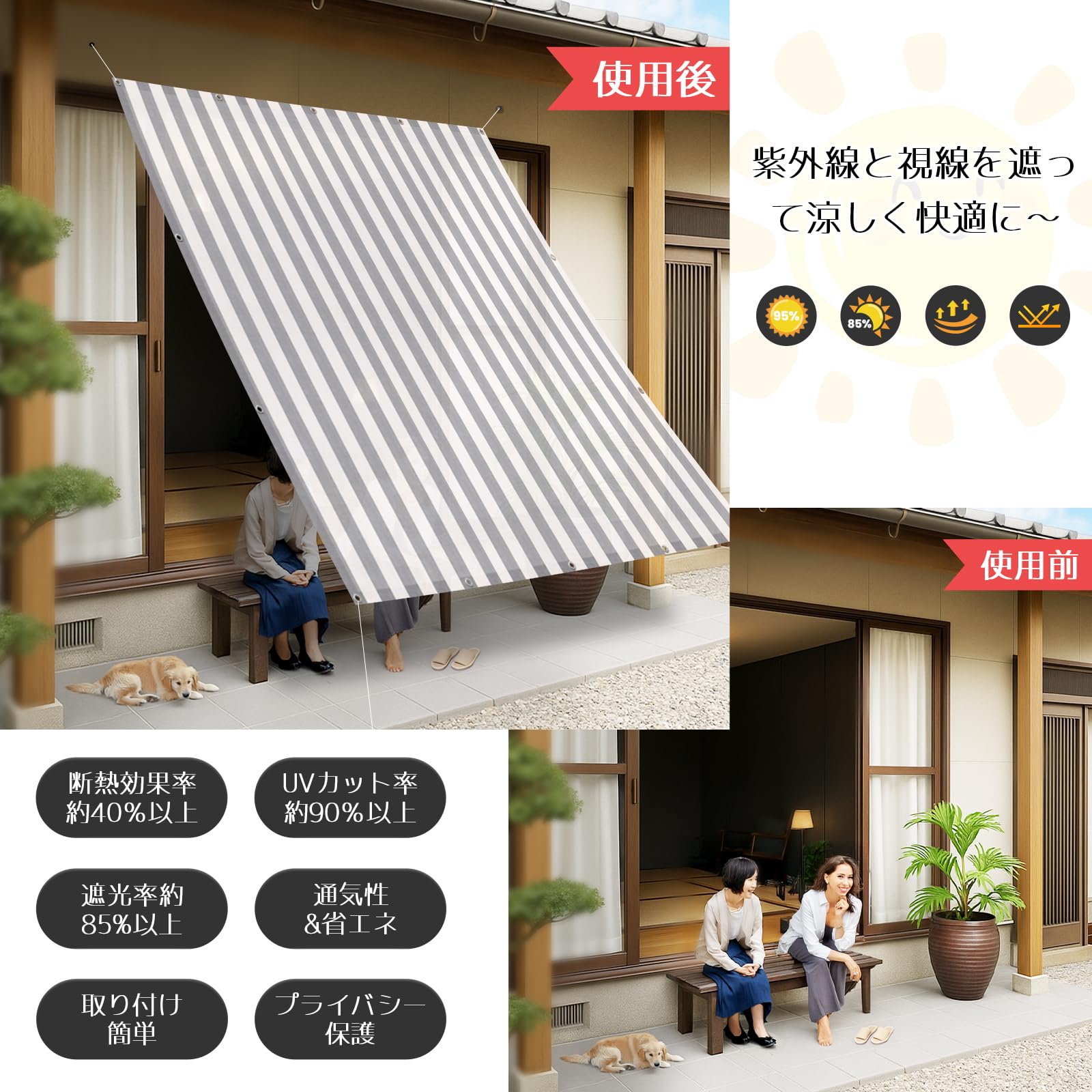 Amazon.co.jp: LOVE STORY 日除け シェード（90x135cm）グレー