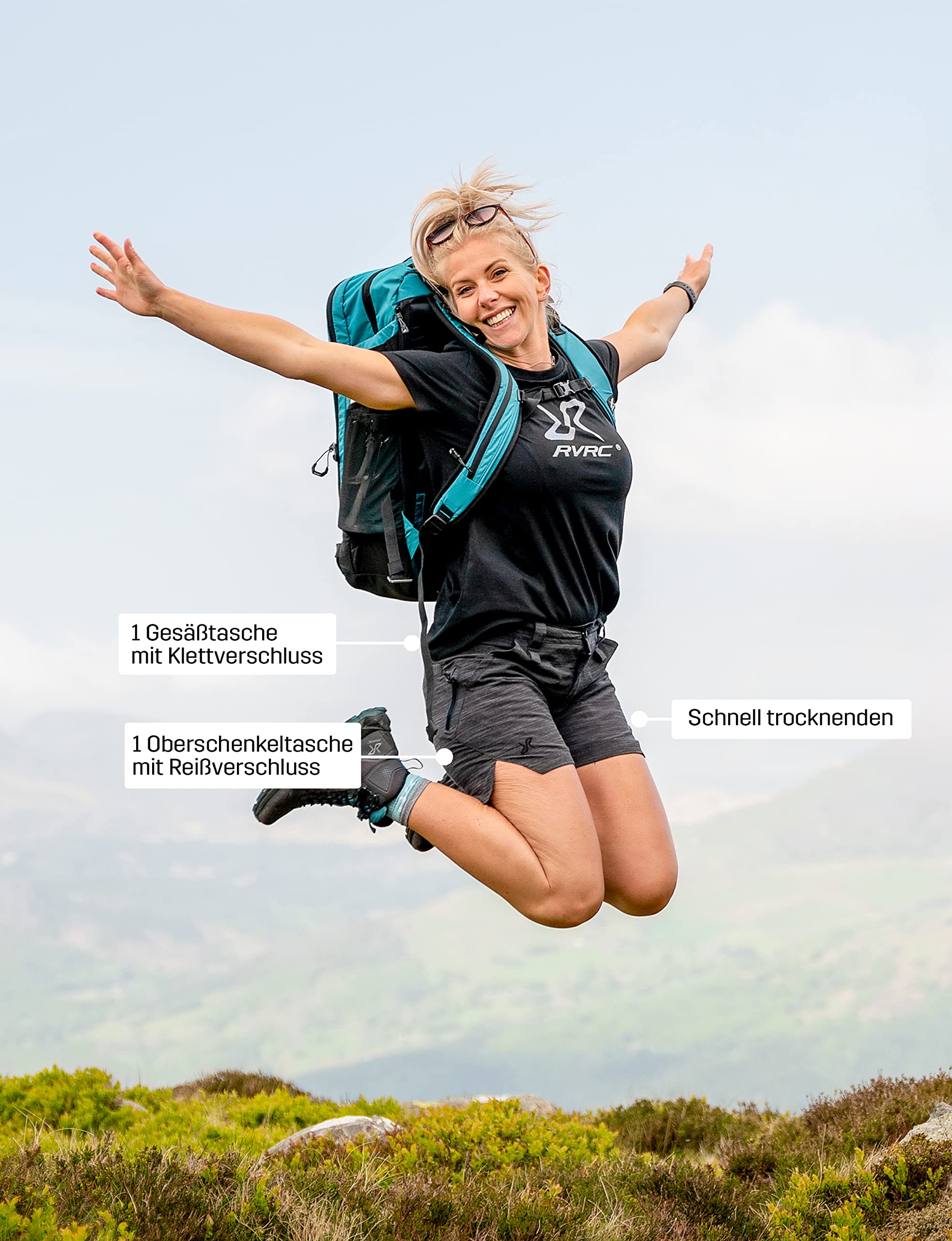 RevolutionRace Damen Hike & Dive Shorts, Hybrid Wandershorts und Badeshorts für alle Outdoor-Aktivitäten
