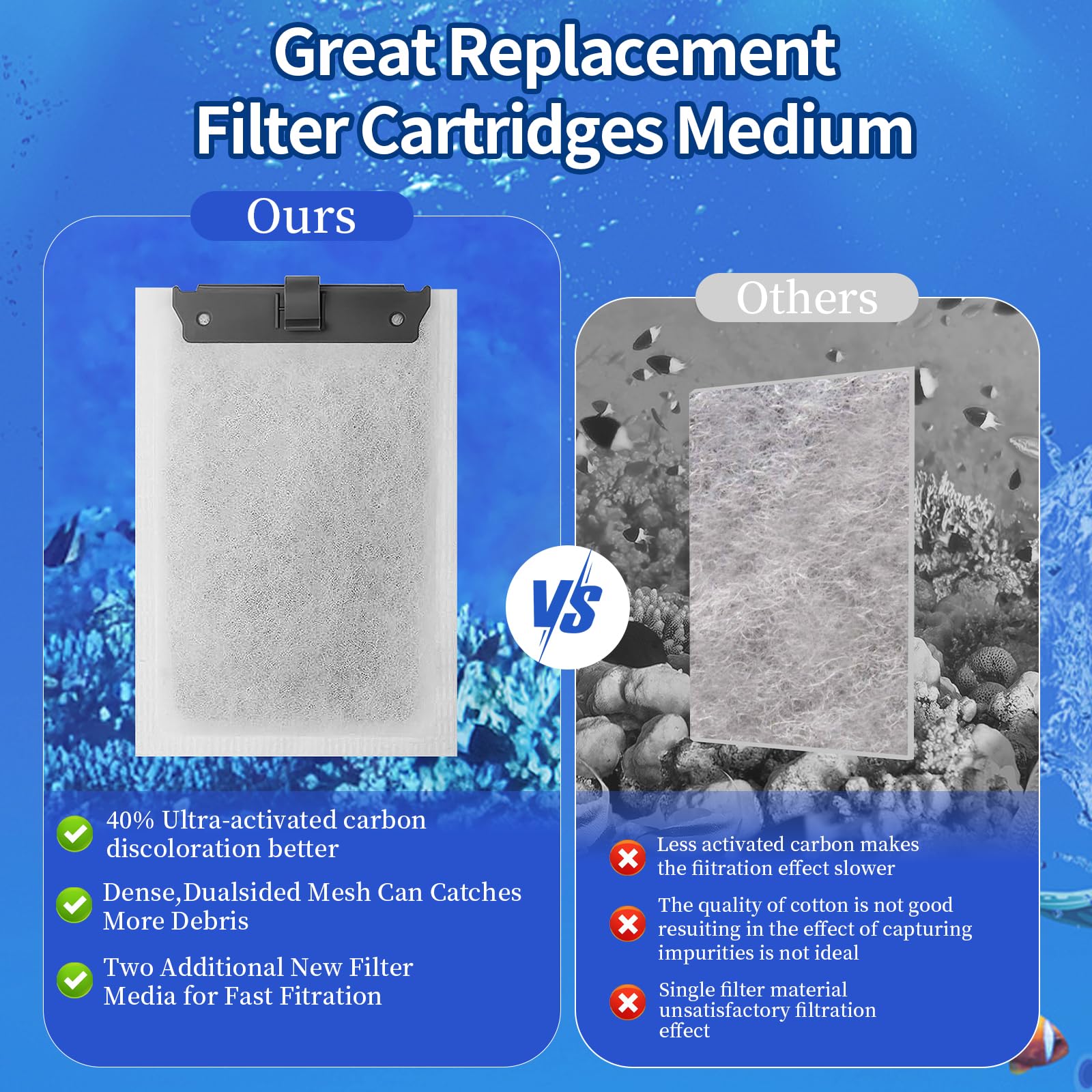 Paquete de 10 cartuchos de filtro de acuario medianos compatibles con filtros de alimentación Tetra Whisper Bio-Bag para filtros de alimentación Tetra ReptoFilter 10i IQ10 PF10, filtros de