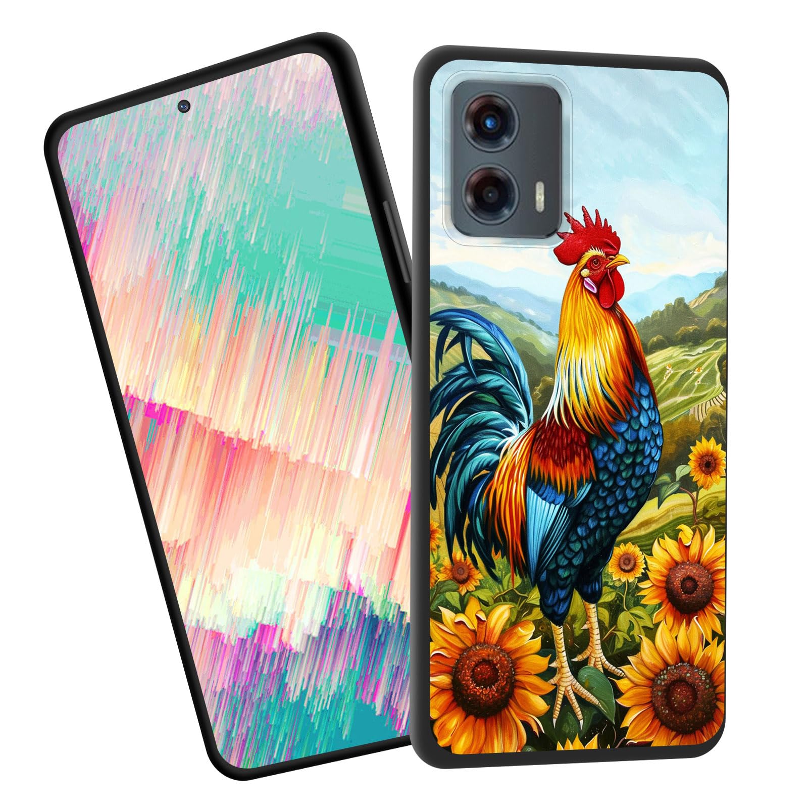 EFGWSDER for Moto G Play 5G 2024 Case,Slim Shockproof TPU Soft Rubber Silicone Cover Phone Case for Motorola Moto G Play 5G 2024,Rooster Sunflower