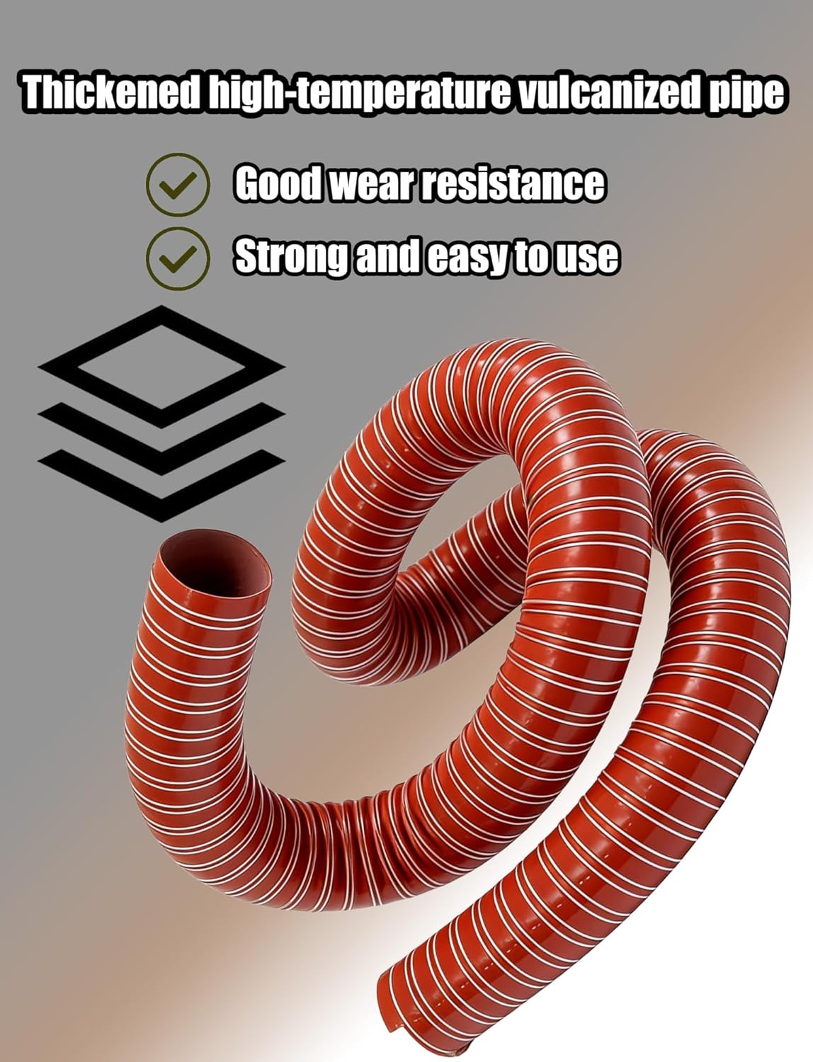 Red High Temp Silicone Ducting Hose | Steel Wire Reinforced Fire Retardant Fiberglass Flex Duct for Industrial(20.3cm/7.99in,39.37in)