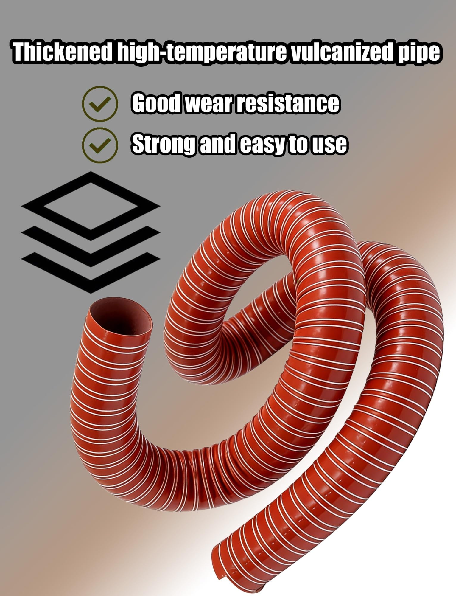 Manguera de conductos de silicona roja de alta temperatura | Conducto flexible de fibra de vidrio ignífugo reforzado con alambre de acero for uso industrial(1.77in/4.5cm,157.48in)