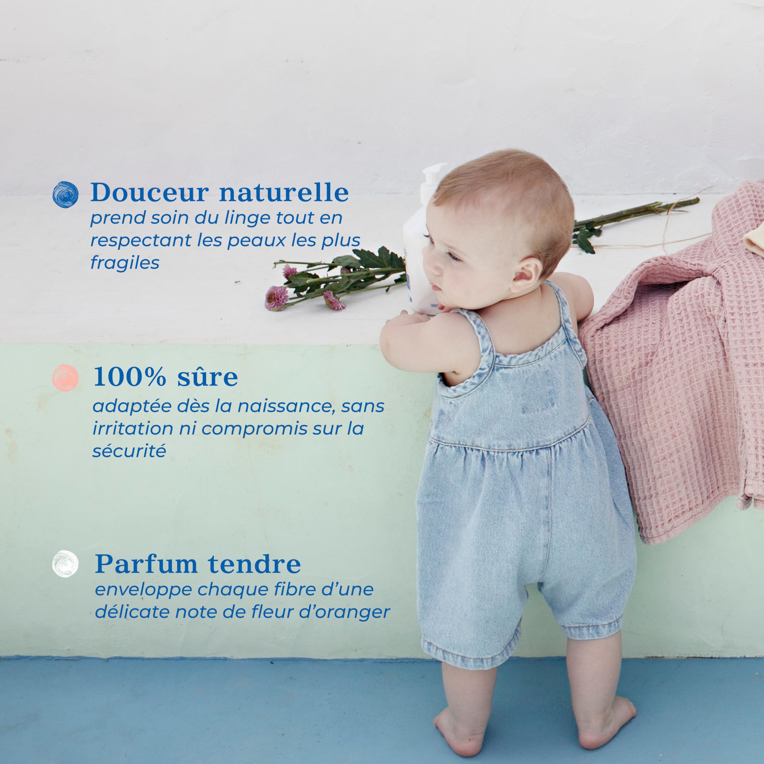 Minois Paris - Lessive Naturelle pour Bébé - Dès La Naissance – Respect des Peaux Sensibles – Senteur Fleur d’Oranger – Sans Huiles Essentielles & Sans Allergènes - 22 Lavages - Made in France