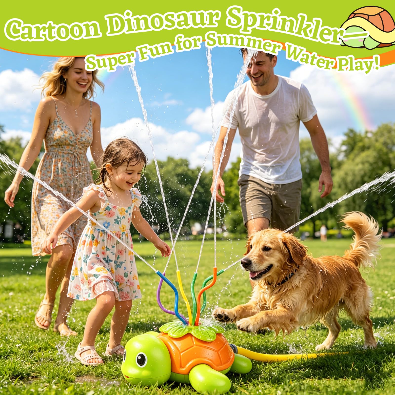 Wassersprinkler für Kinder, Outdoor Gartenspielzeug, Rasen Sprinkler mit Schlauchanschluss&Bodenhalter, Sicher&Langlebig, Sommer Wasserspaß für Jungen/Mädchen