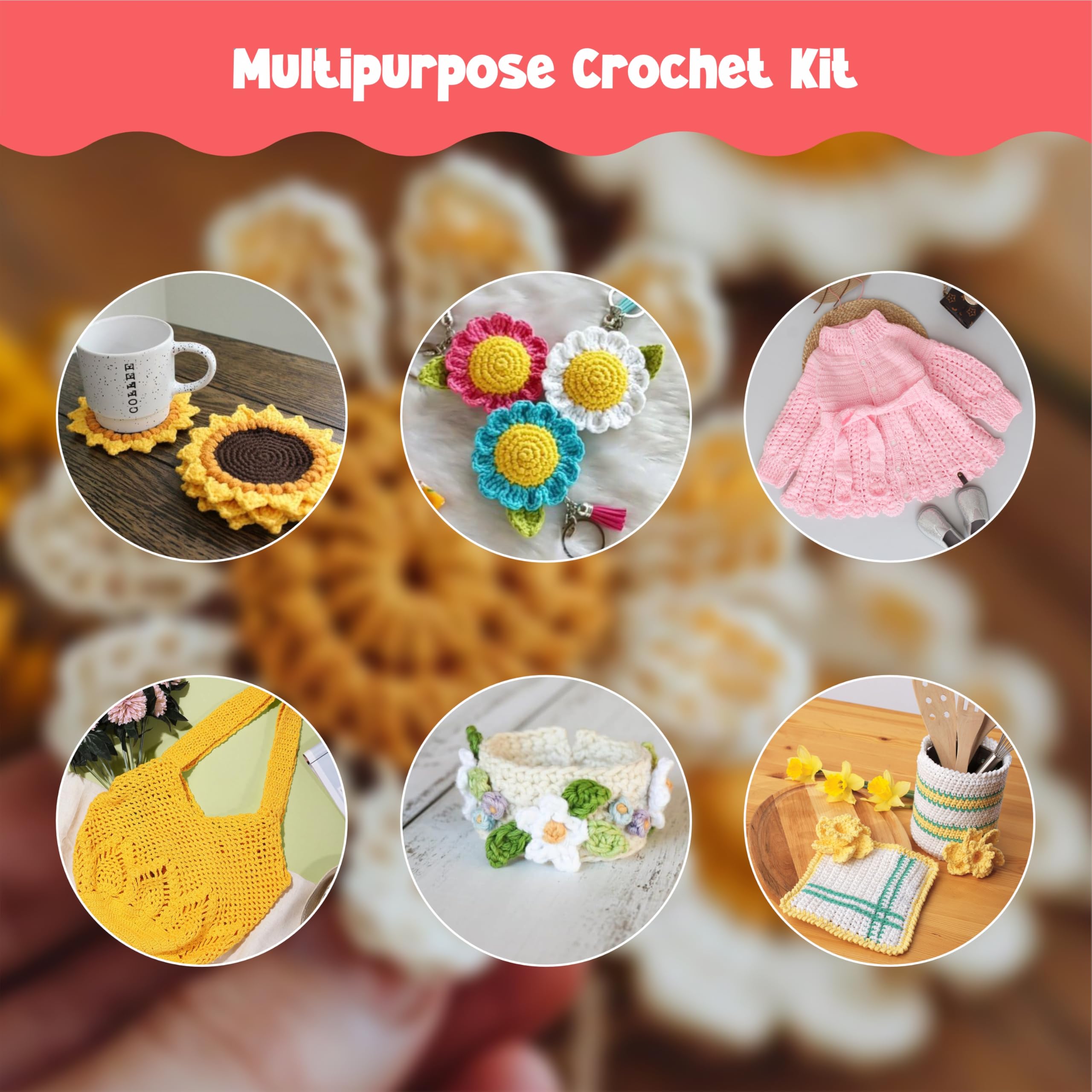 Nibras Crochet Kit: Beginner Crochet Set with Yarn & Hooks -6
