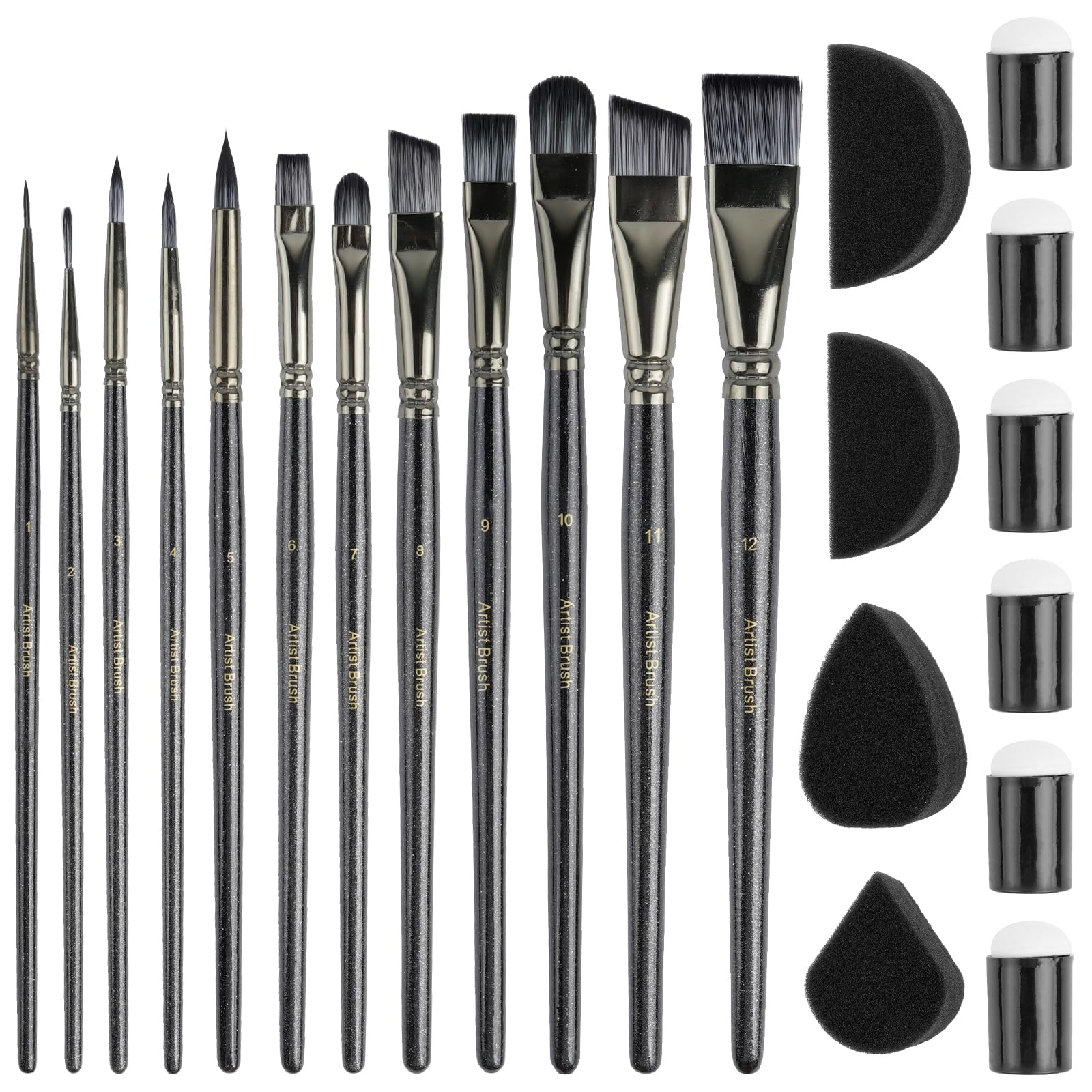 Pinceaux en nylon noir pour art corporel évitant la perte de poils