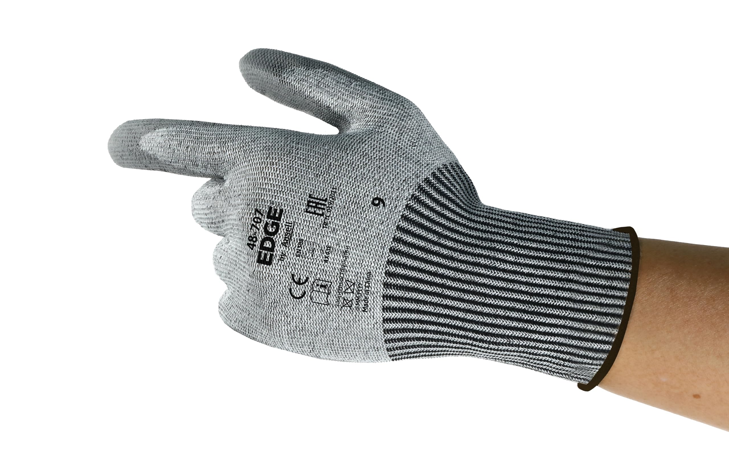 Ansell Edge 48-707 Robocze rękawice do ochrony mechanicznej, Rozmiar 9 (L), Szary (12 Par)