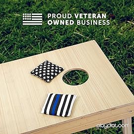 Play Platoon Weather Resistant Cornhole Bean Bags Set of 8 - Regulation Size & Weight - Thin Blue Line American Police Flag Corn Hole Bags