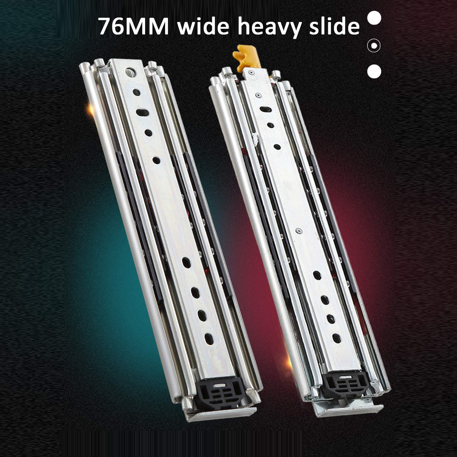 1 Paar Heavy Duty 485 Lb Industrie/Haus/Schrank Schubladenführungen,3 Falten Vollauszug 76mm Breit Modifiziert Auto Schubladenschienen,mit Kugellager und Schloss (34in/86.36cm)