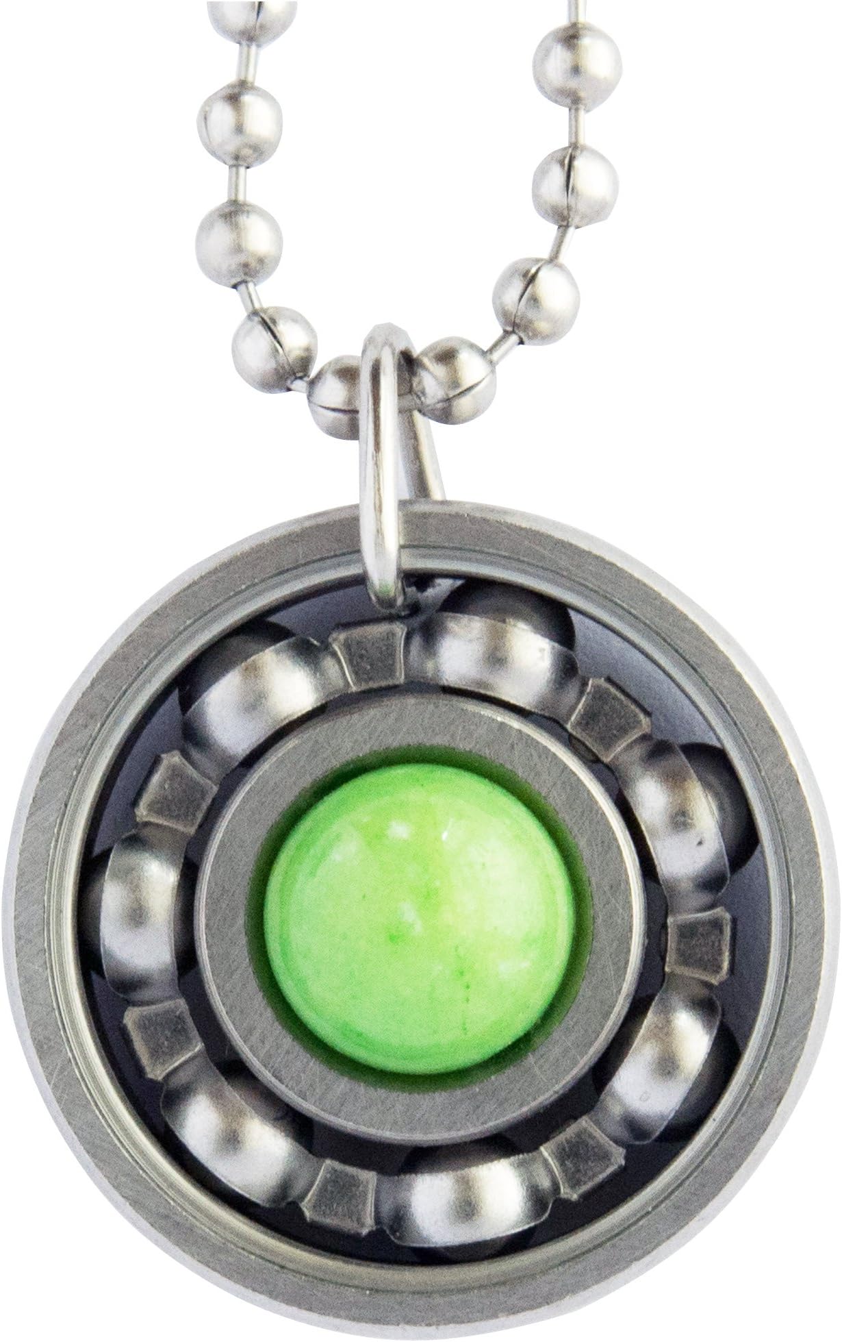 Green Apple Jade Roller Derby Skate Bearing Pendant Necklace (18" or 24" Chain)
