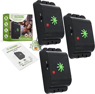ISOTRONIC Ahuyentador de Perros y Gatos con Ultrasonidos para Exteriores como Jardín, Balcón, Terrazas | Repelente Acústico | Set de 3