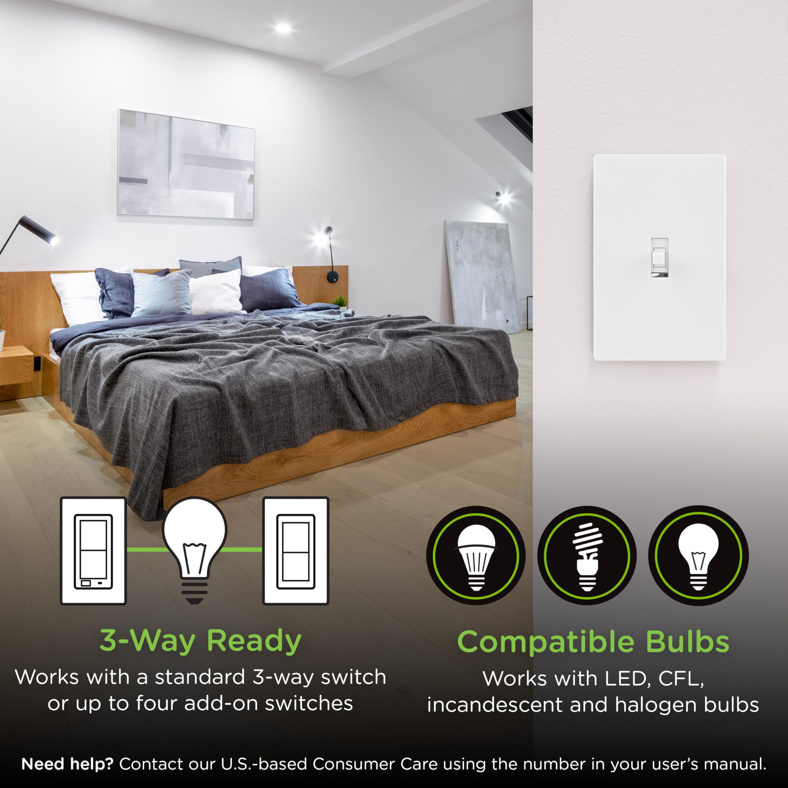 Enbrighten 800 Series Z-Wave On/Off Toggle Switch, Long Range