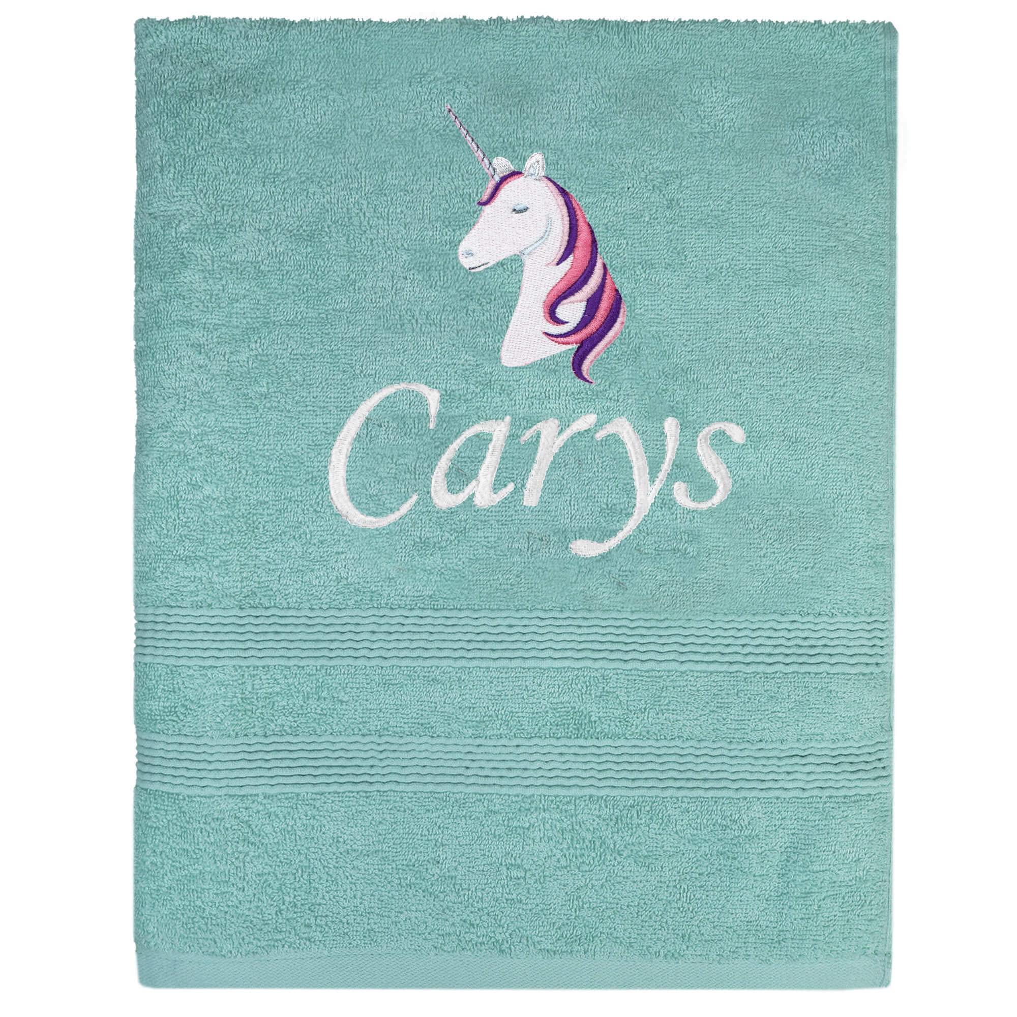 TeddyT's Personalised Unicorn School PE Swimming Towel (Ocean Blue)