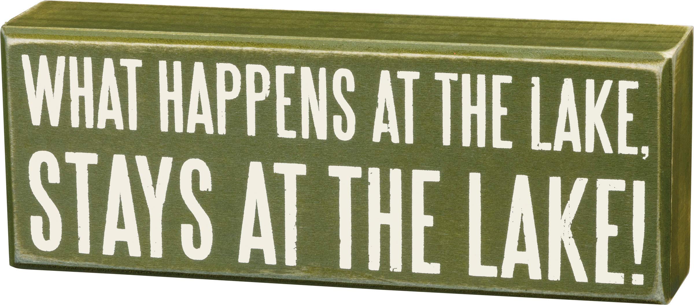 Primitives by Kathy 21113 Distressed Green Box Sign, 8 x 3-Inches, Stays at The Lake