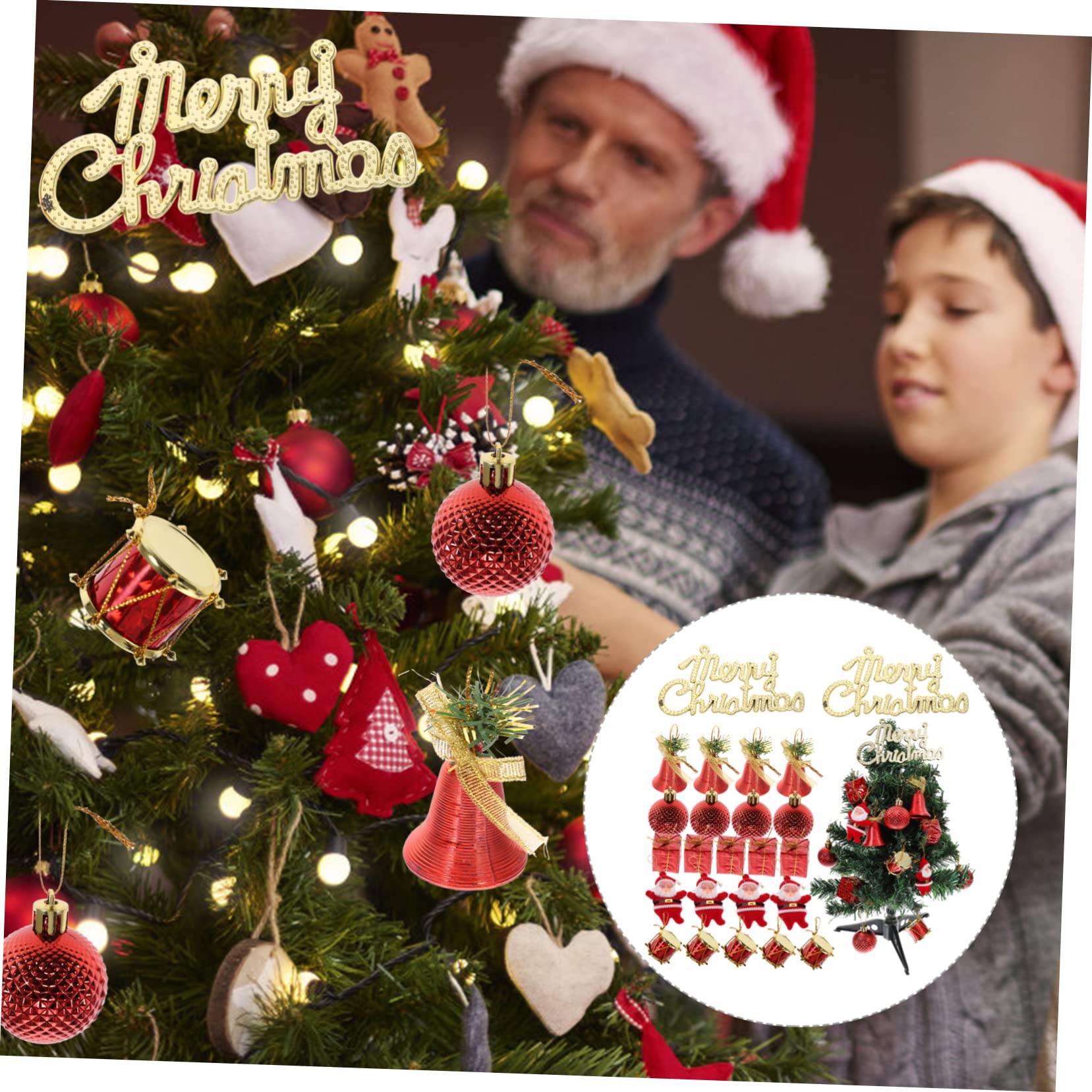 IMIKEYA 4 Kisten Weihnachtskugel-Set Mini-Weihnachtsmann Weihnachtsbedarf weihnachtsdeko christbaumanhänger Christbaumschmuck Baumschmuck Anhänger Kugel hängende Dekoration Plastik rot