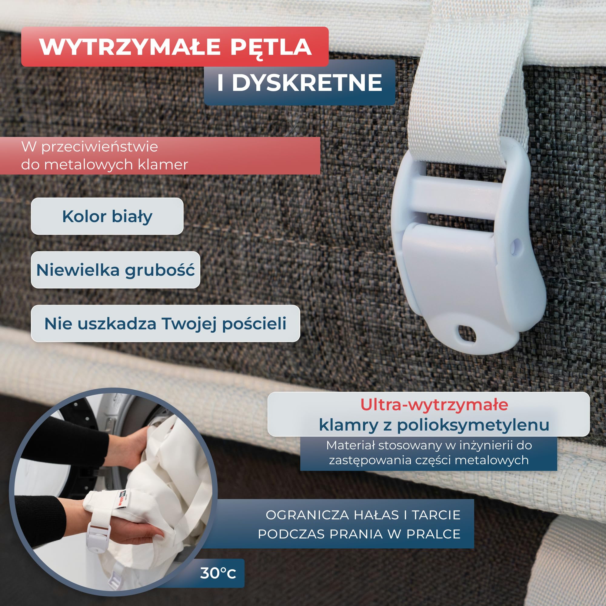 Wrappybag – Uniwersalny łącznik do materacy z pasami – Łączy dwa materace bez przesuwania i szczelin – Oddychająca tkanina OEKO-TEX – Szybki i trwały montaż