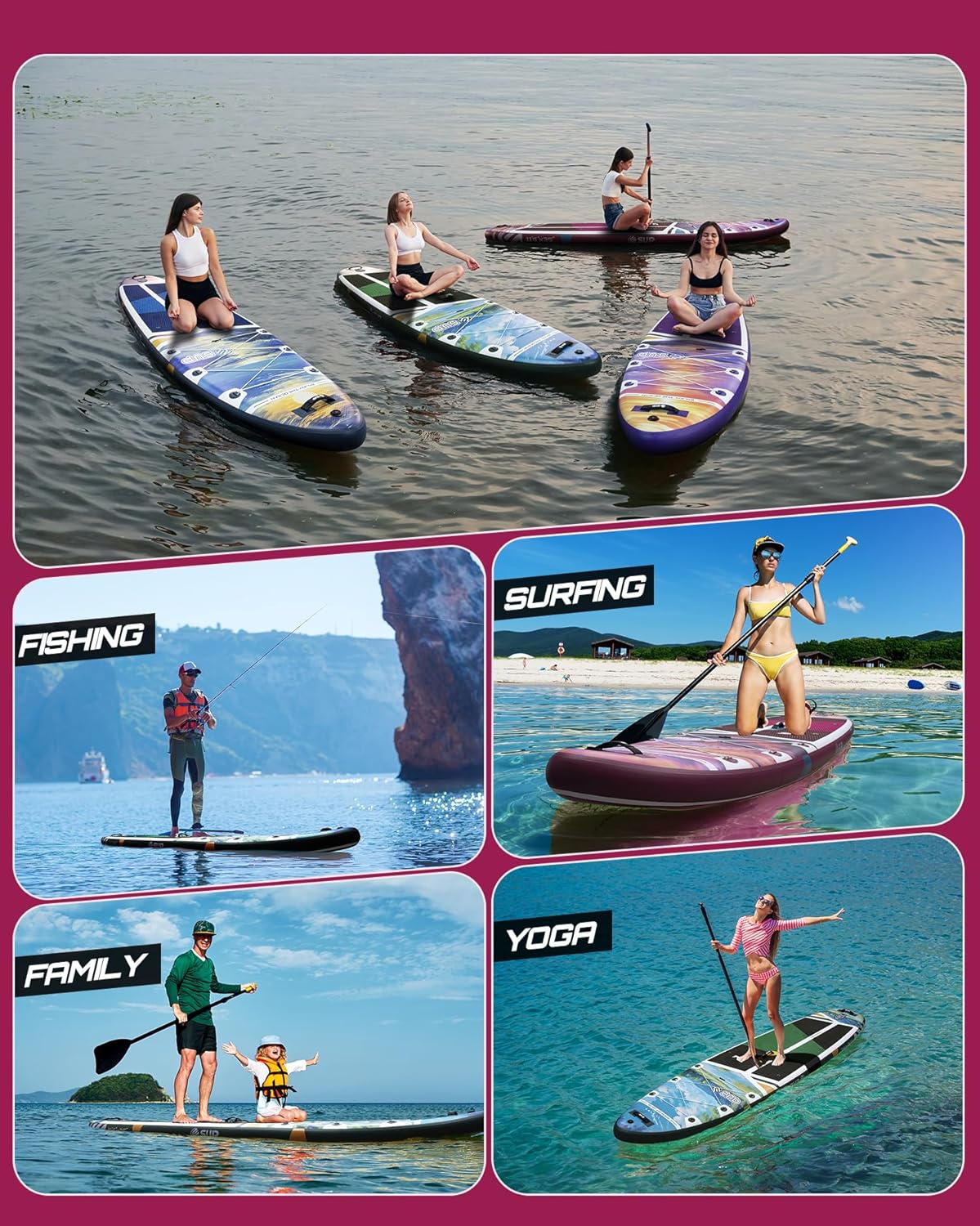 ESUP 11'6"x35" Extra Wide Inflatable Paddle Board, Big Size Stand up Paddleboards for 450lb/3 People/Family/Beginner/Yoga, w/Shoulder Strap,100L Backpack,Dual-Action Pump,All-Round Sup Board