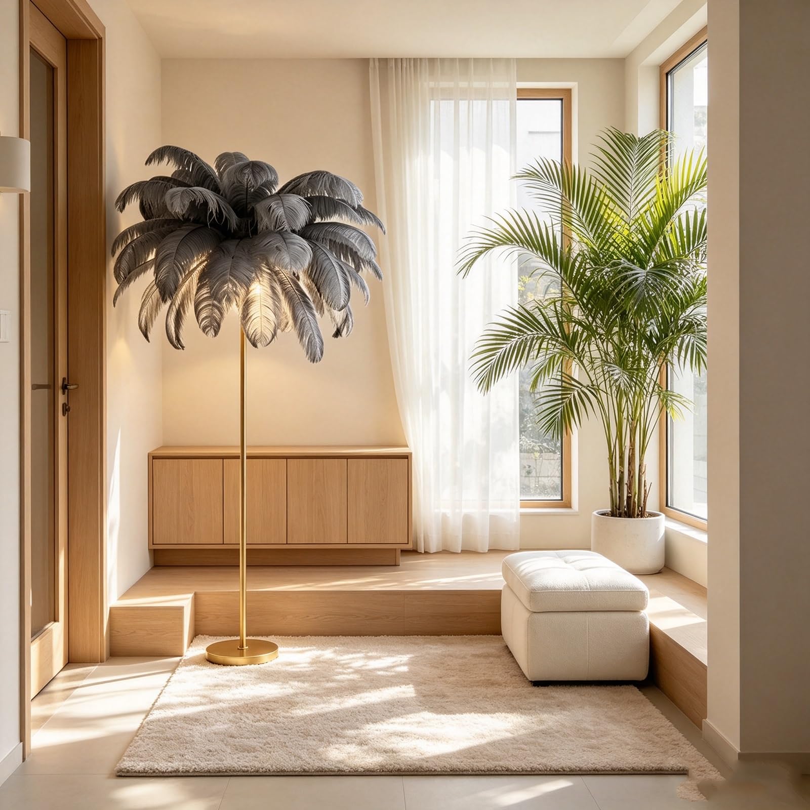 LCNDKF Quiet Night Feather Floor Lamp