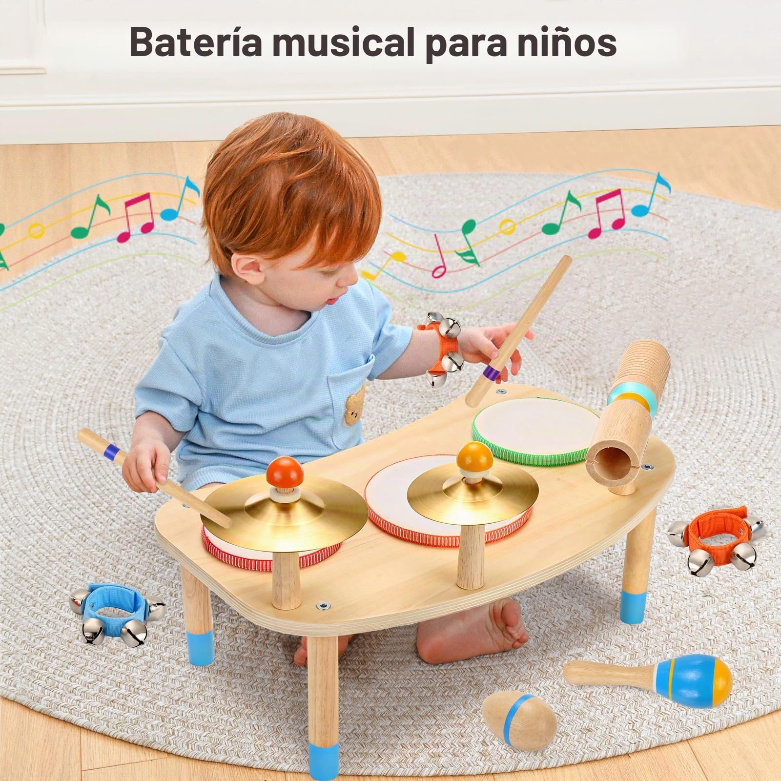 WINGYZ Juego de batería para niños, instrumentos musicales 11 en 1 para niños pequeños, juguetes para bebés