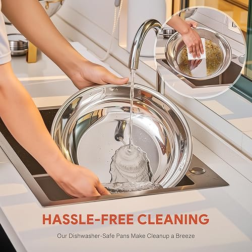 Miniatura 5 de WILPREP Recipientes Calentadores para Bufé, Paquete de 4 Juego de Recipientes Calentadores Redondos de 5 Cuartos de Galón con Marcos Plegables y 5