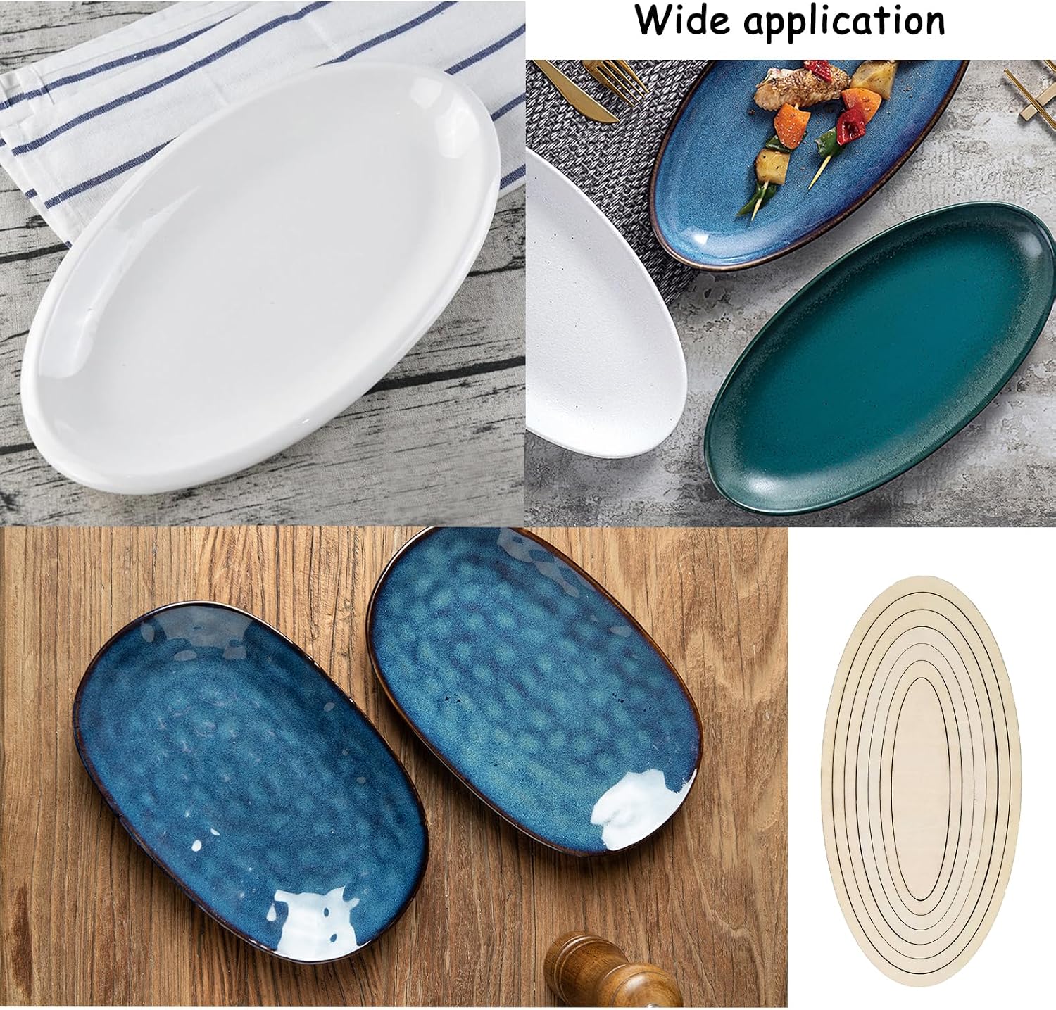 7 Pcs Ceramics Plate Forming Molds Wooden Concentric Cutting Guide for Pottery Oval Pottery Molds for DIY Ceramic Cutting and Printing Blank Shaping