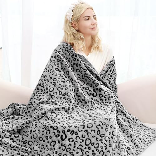 Miniatura 2 de Manta de leopardo negro suave y cálida para sofá cama de 60 x 80 pulgadas