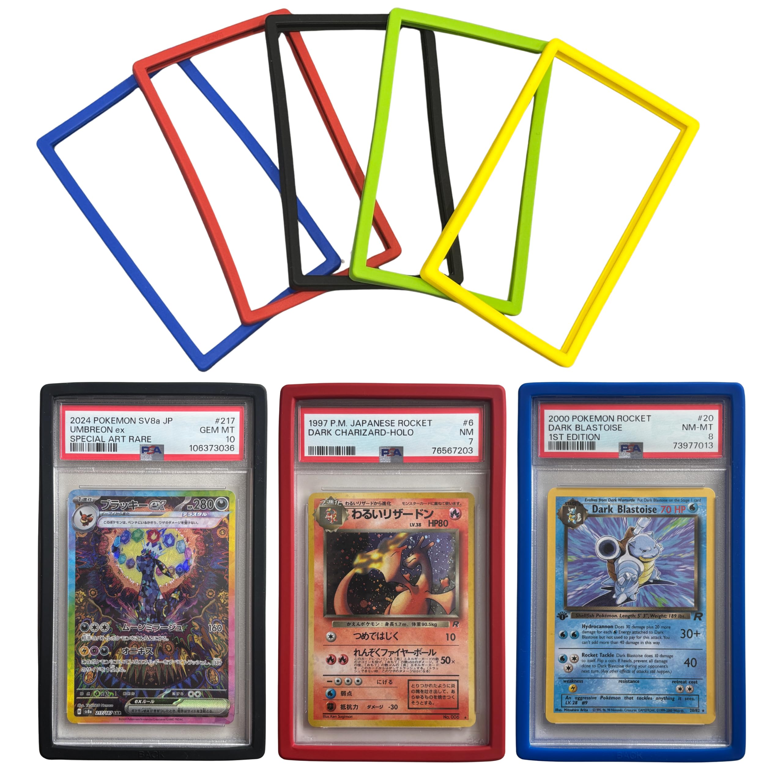 Graded Card Bumper Protectors for PSA Slabs (5 Pack) – Silicone Rubber Slab Guards in Multi-Colours – Protective Case Covers for Trading Cards, TCG, Sport Cards