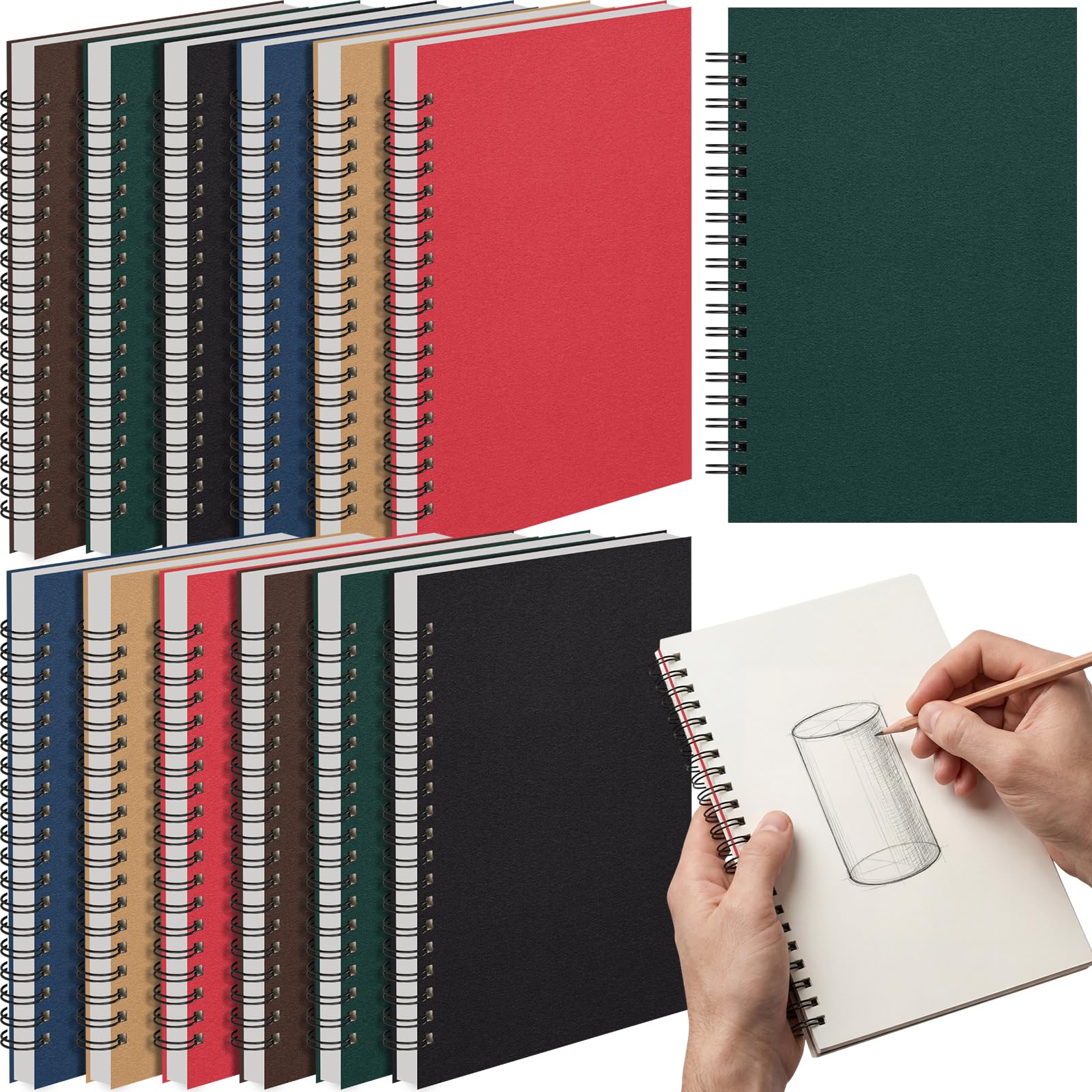 Leelosp 12 Pcs Blank Sketch Books 5.1" X 7.5" Multicolor Unlined Drawing Spiral Notebook Bulk Back to School Gift Soft Cover Student Sketchbook Memo Notepad for Drawing Art 60 Pages/30 Sheets 100GSM