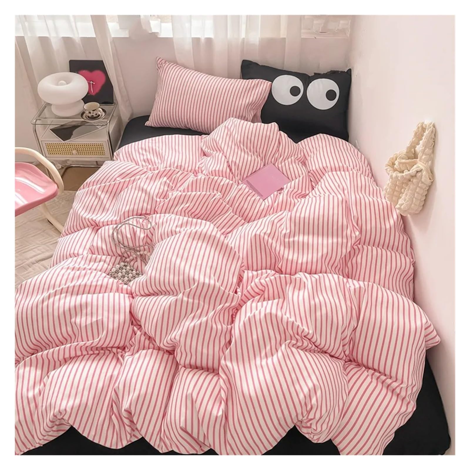 Amazon｜寝具セット ストライププリント布団カバーシート 4 ピース寝具
