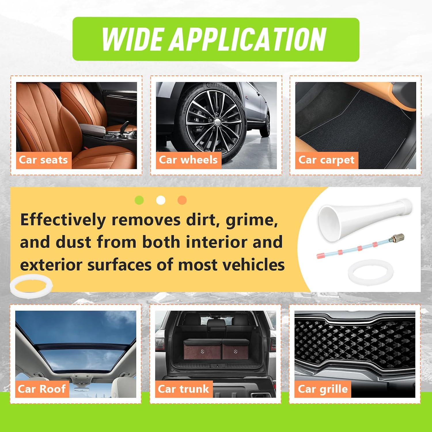 Car Cleaning Tool Kit, Fit for Gun Z-010 & Z-014, Shaped Nozzle Replacement Gun Parts, Includes CT-100 Plastic Cone, CT-101 Weighted Tube & CT-102 Washer
