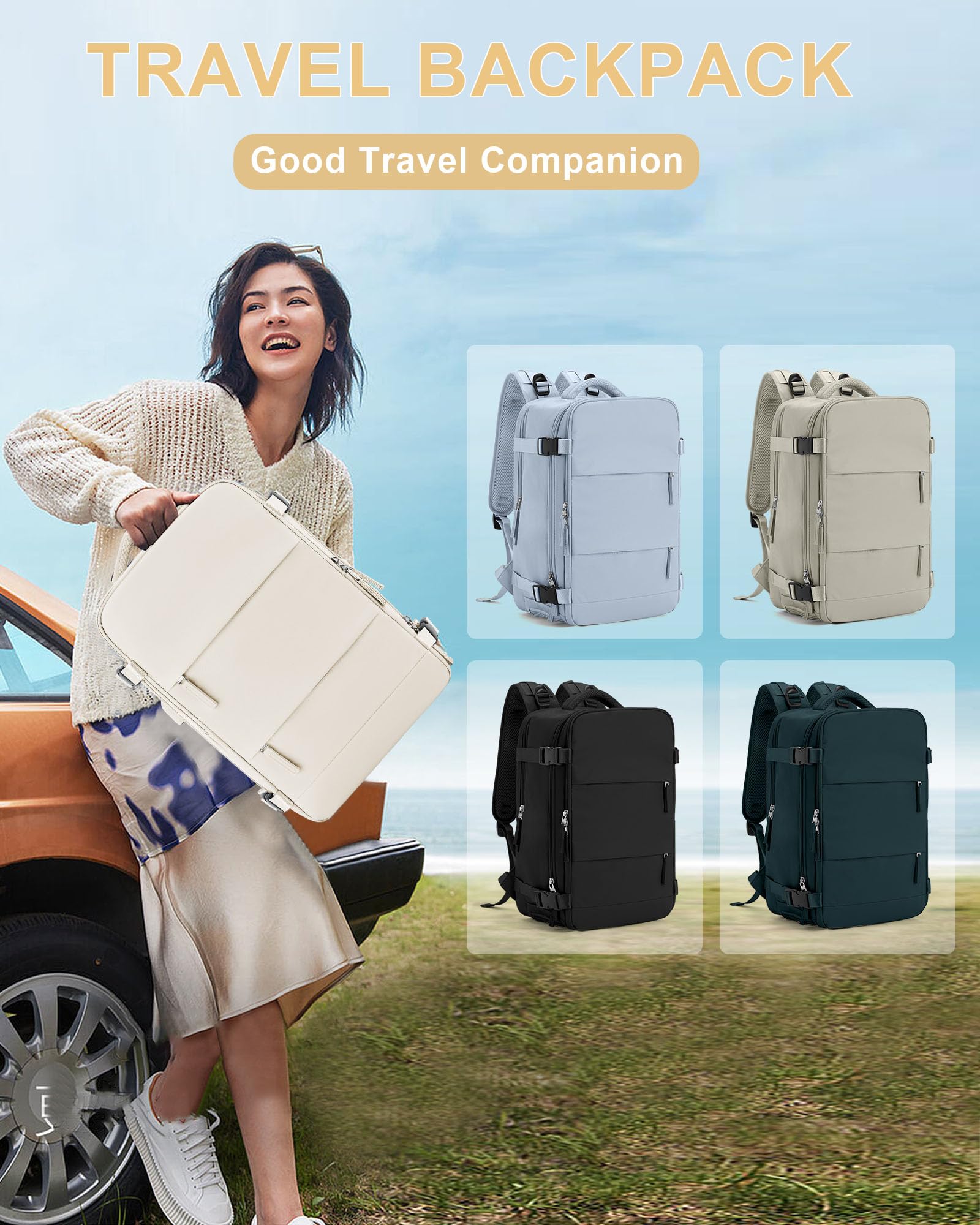 BJLFS Borse da Cabina per Ryanair 40x20x25 Bagaglio a Mano Zaino da viaggio aere,Zaino Easyjet 45x36x20,Zaino Casual per laptop da 14 pollici per scuola