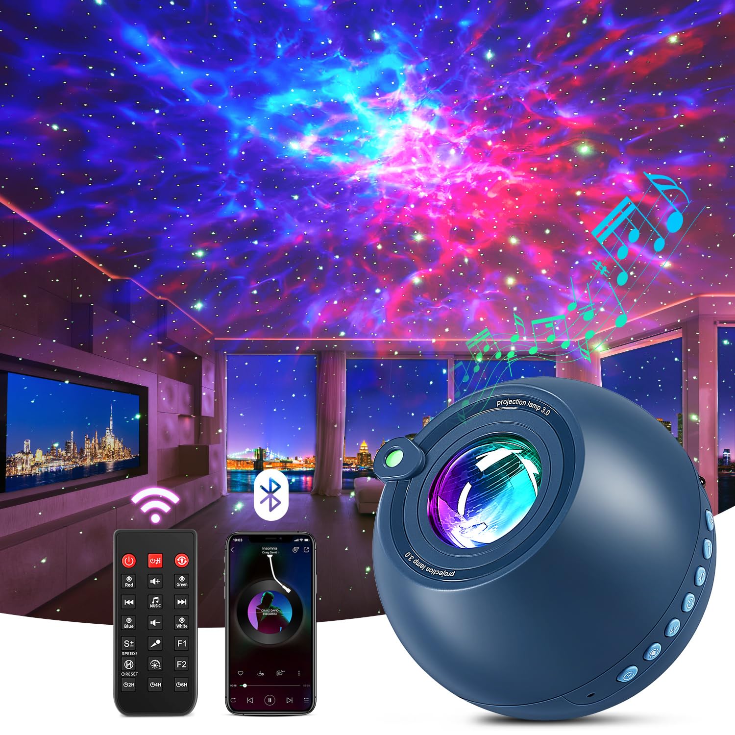 Sternenhimmel Projektor, 360 Lichtmodi, Kinder-Fernbedienung Nachtlicht Sternenhimmel Projektor  
Sternenhimmel Projekto