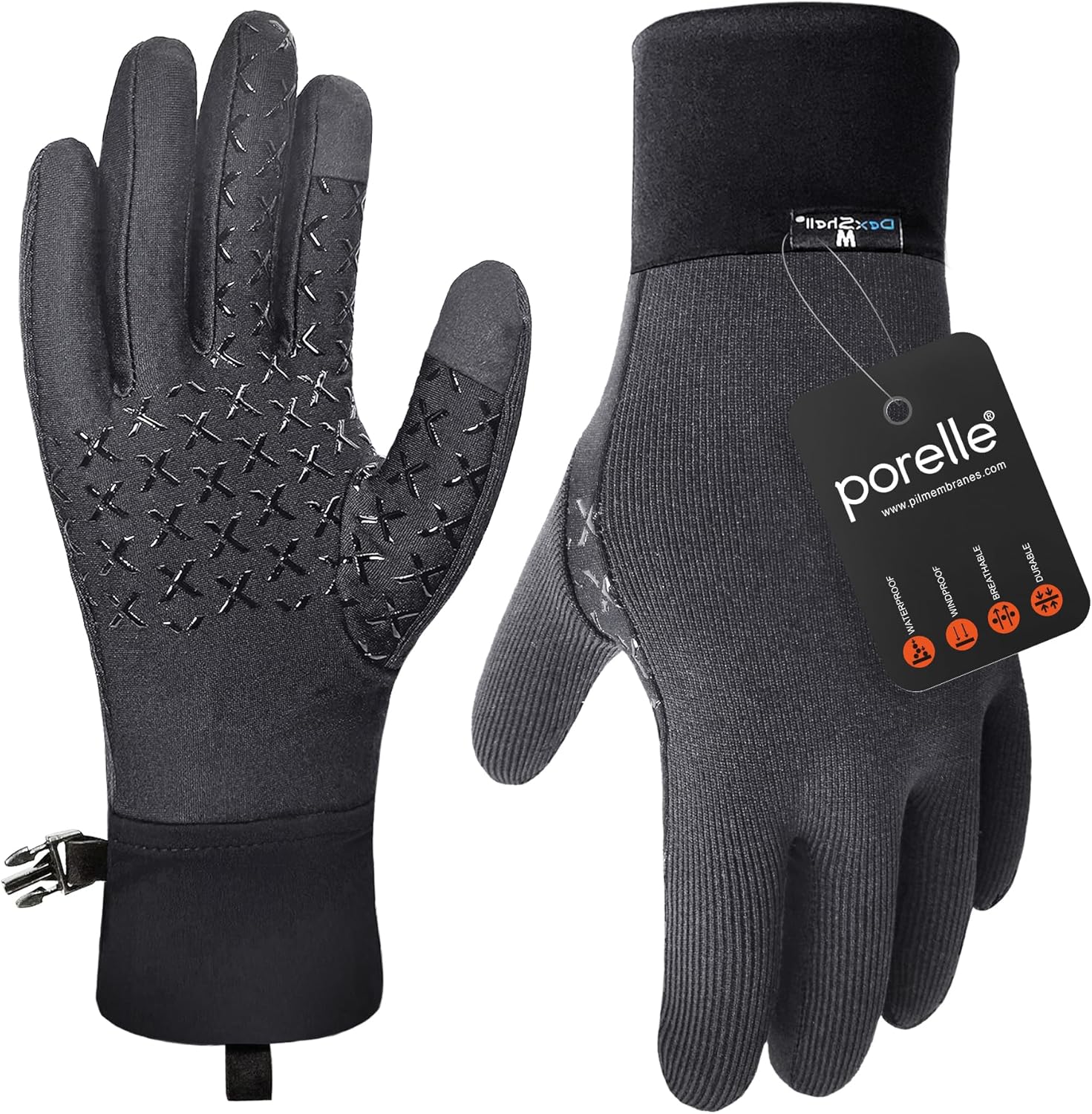 Waterproof Gloves Men & Women, Merino Wool, Slim Fit, No-Slip Grip for Skiing Snowboarding &Winter Sports