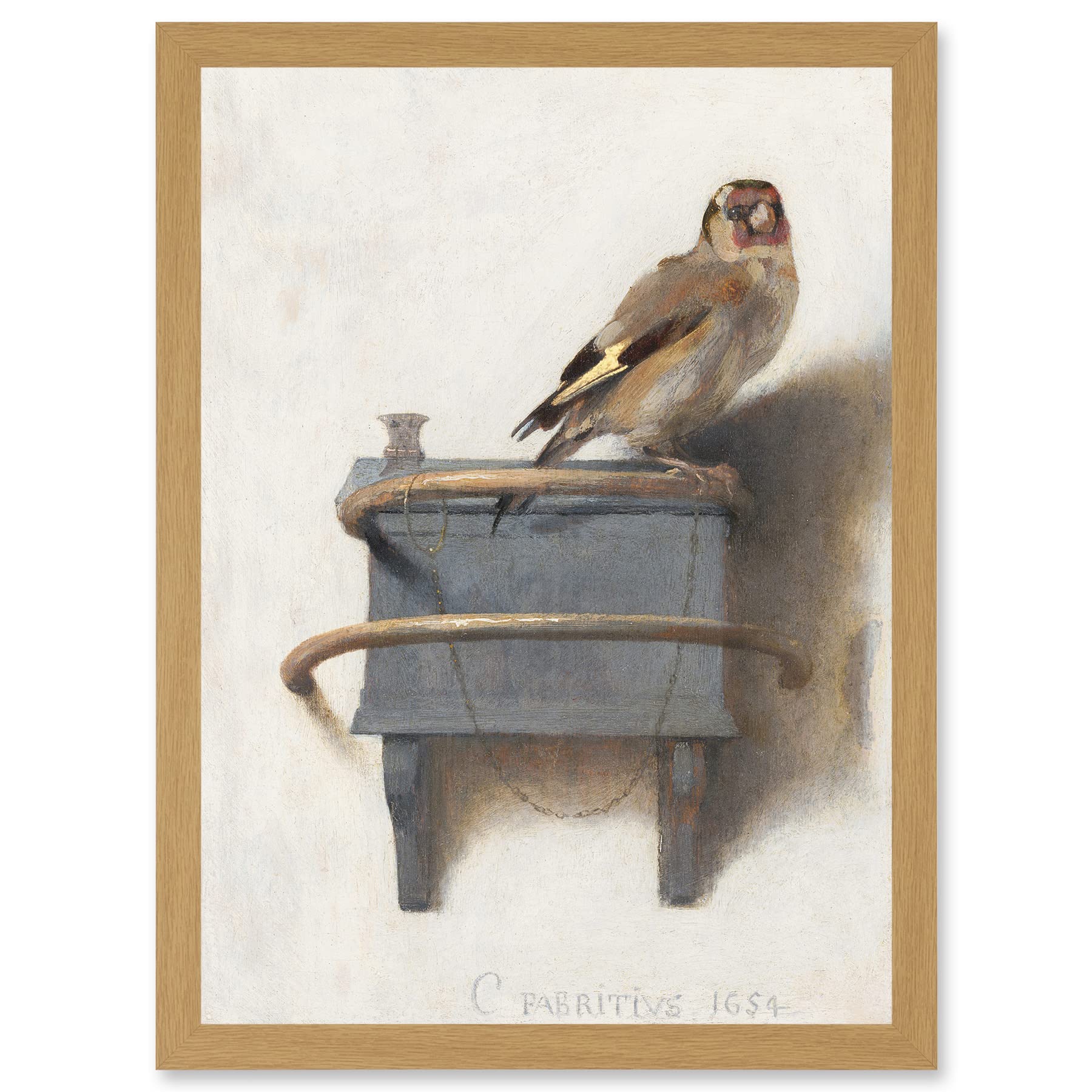 The Goldfinch Bird Animal Nature Painting - Fabritius - A4 Framed Wall Art Print