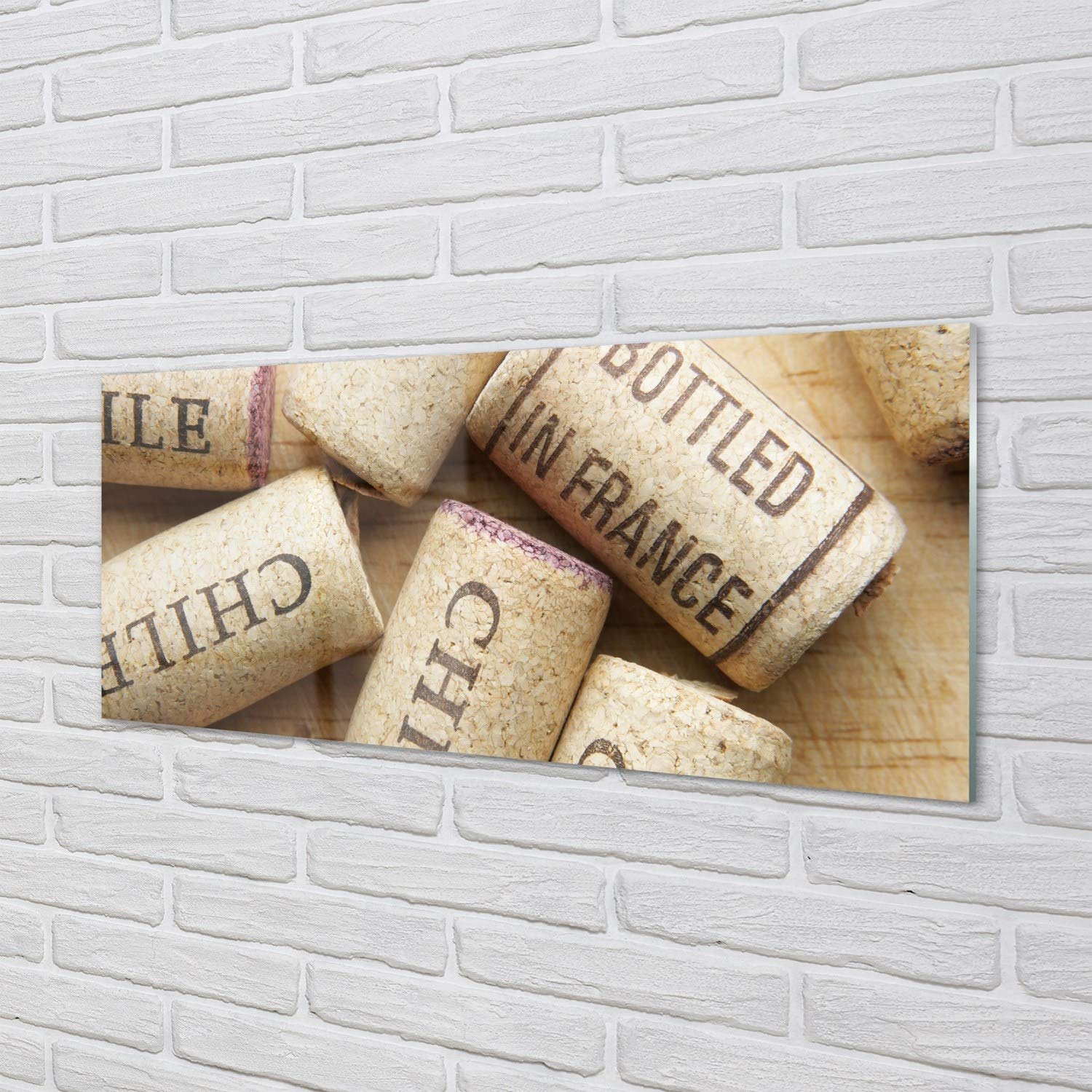 Tulup Cuadro de Cristal Vino 125x50cm Impresa Decoración De Pared Mural - corchos de Las Botellas de Vino