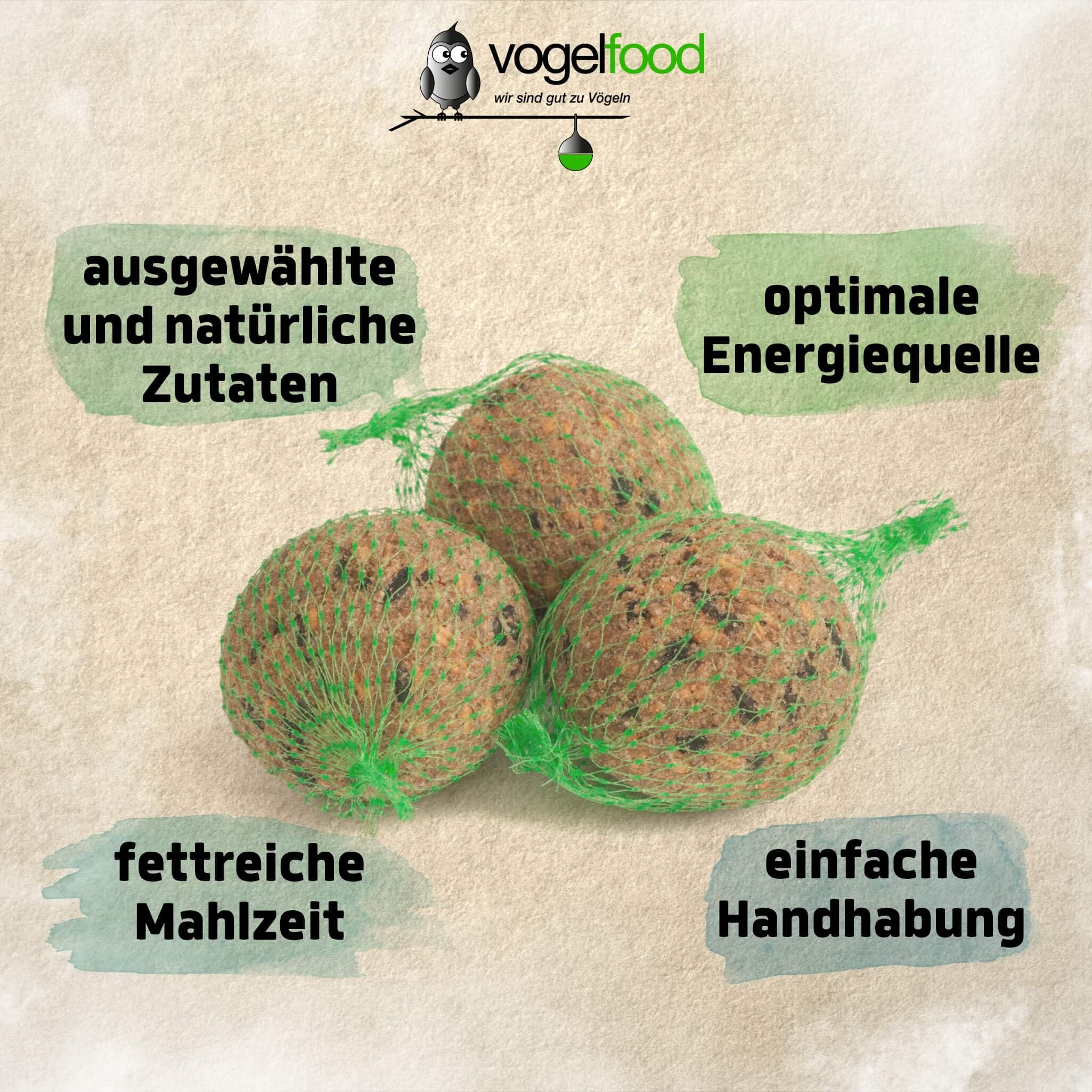 Vogelfood 200 x 90 g = 18 kg Meisenknödel Marke Vogelfood Vogelfutter 4 Jahreszeitenknödel Wildvogelfutter Ganzjahresfutter Fettfutter mit Netz
