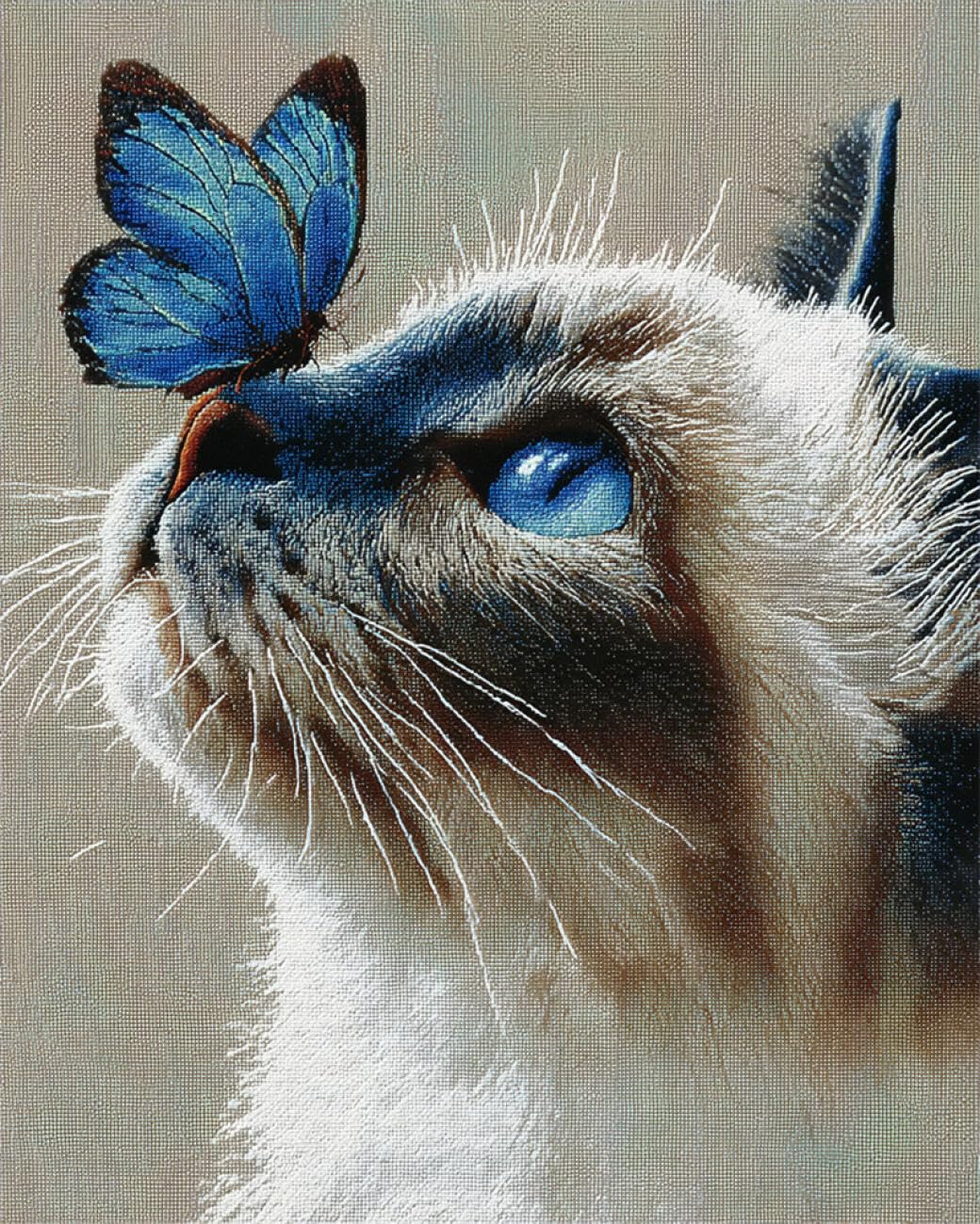 AYAOYANGGO Animal DIY Embroidery Beads Set Cats and Butterflies Bead Embroidery Kit for Adults Needlepoint Tapestry Set Beaded Stitching 40x50cm