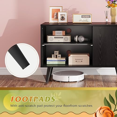 Miniatura 8 de WLIVE Soporte de TV para televisores de 40 pulgadas, pequeño centro de entretenimiento con armario de almacenamiento, soportes de TV modernos de