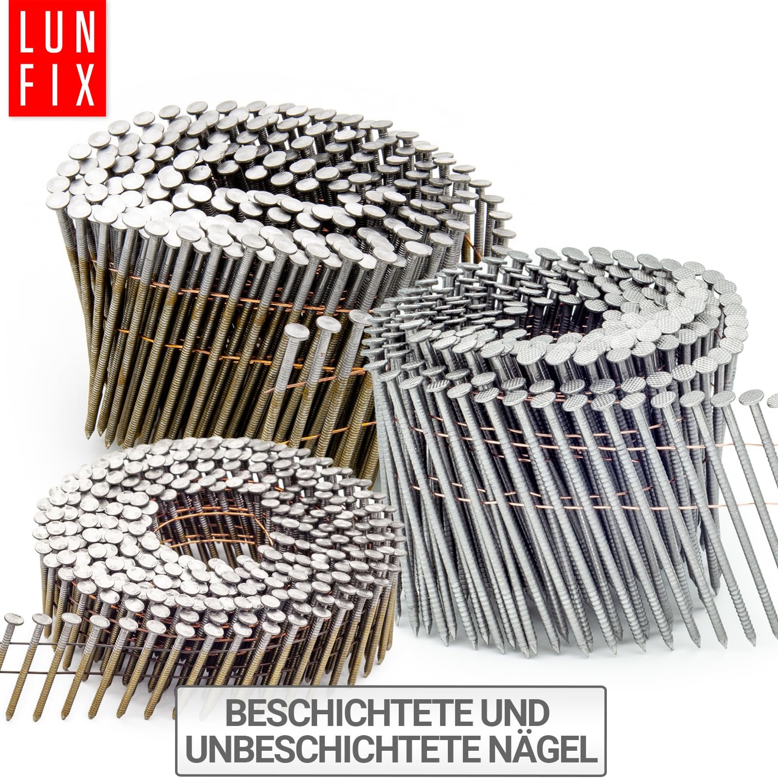 Chiodi in bobina 16° anellati 2,5x70 mm 7200 pezzi, filo di ferro, per pistola sparachiodi, compatibili con chiodatrice manuale, chiodini e punte per ferro – Lun Fix